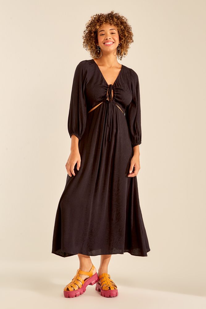 Vestido Midi Jacquard - 02036749 - Ohboy