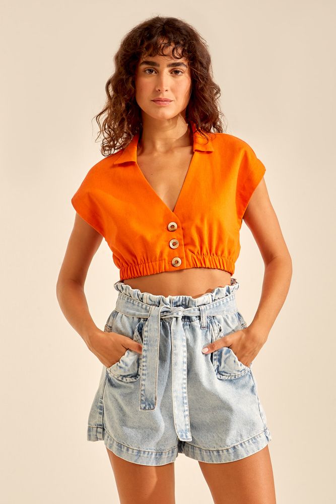 Blusa Linho Botões - 02037625 - Ohboy