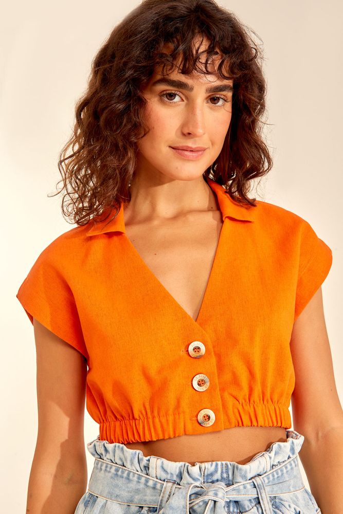 Blusa Linho Botões - 02037625 - Ohboy
